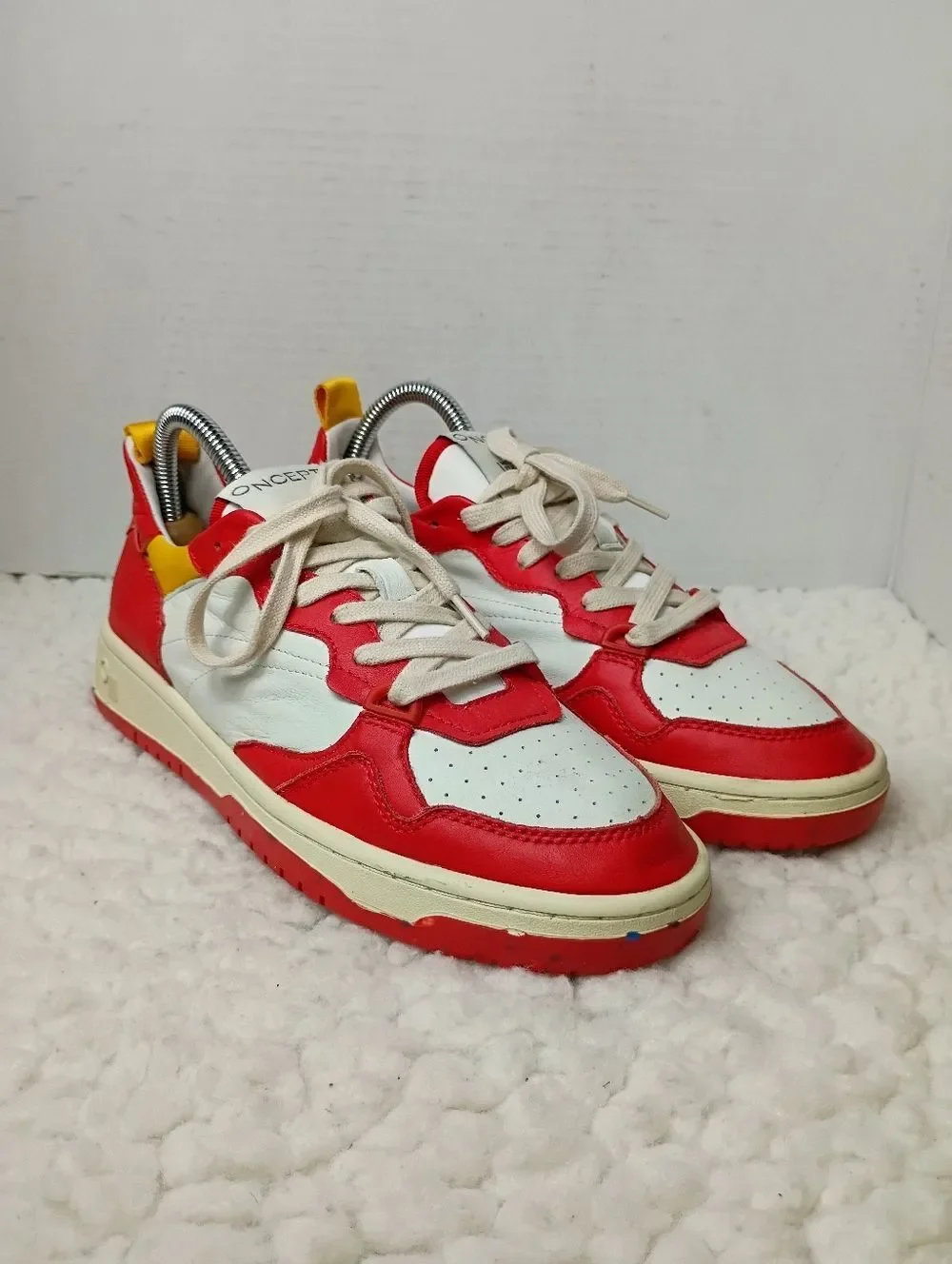 Oncept Phoenix Low Top Sneaker Retro Red Leather Women's 8.5 Luxury Casual Shoes